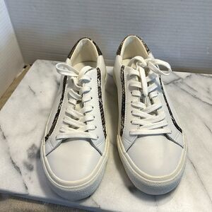 Madewell Unisex Size M6.5M W8M Sidewalk White Leather Snake Low Top Sneakers new